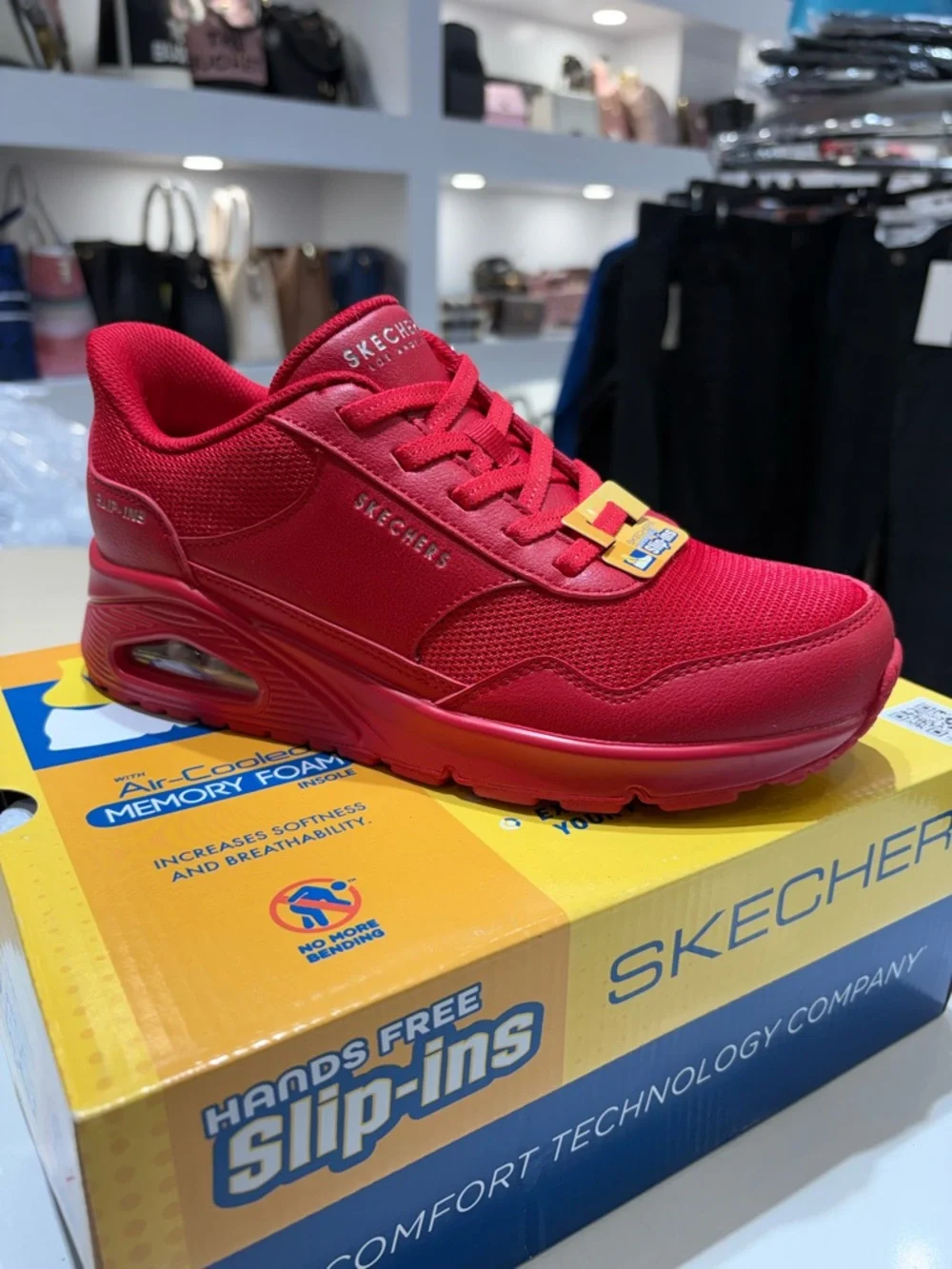 Skechers Women's Bright Red Mesh Air-Cushion Sneaker